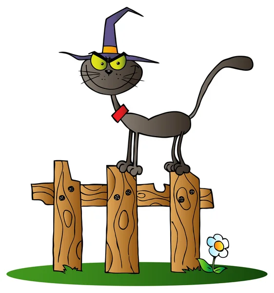 Halloween Witch Cat — Stock Vector