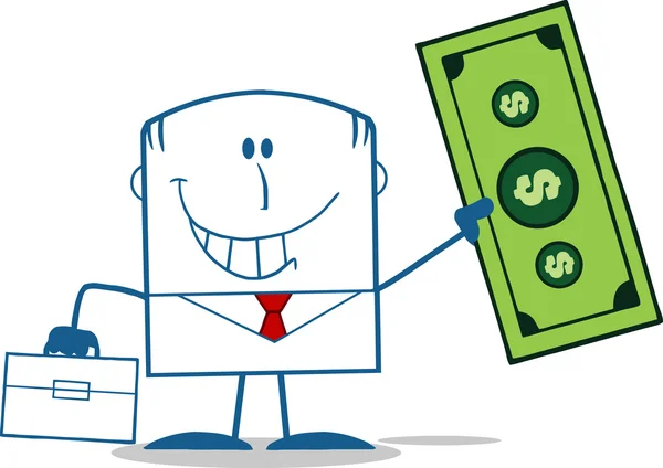 Businessman Holding A Dollar Bill — Stock Vector
