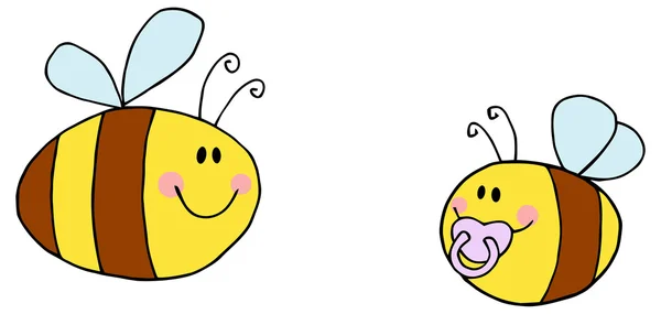 Mother Bee Flying With Baby Bee — Stock Illustration Mother Bee Flying With Baby Bee Stock Vector
