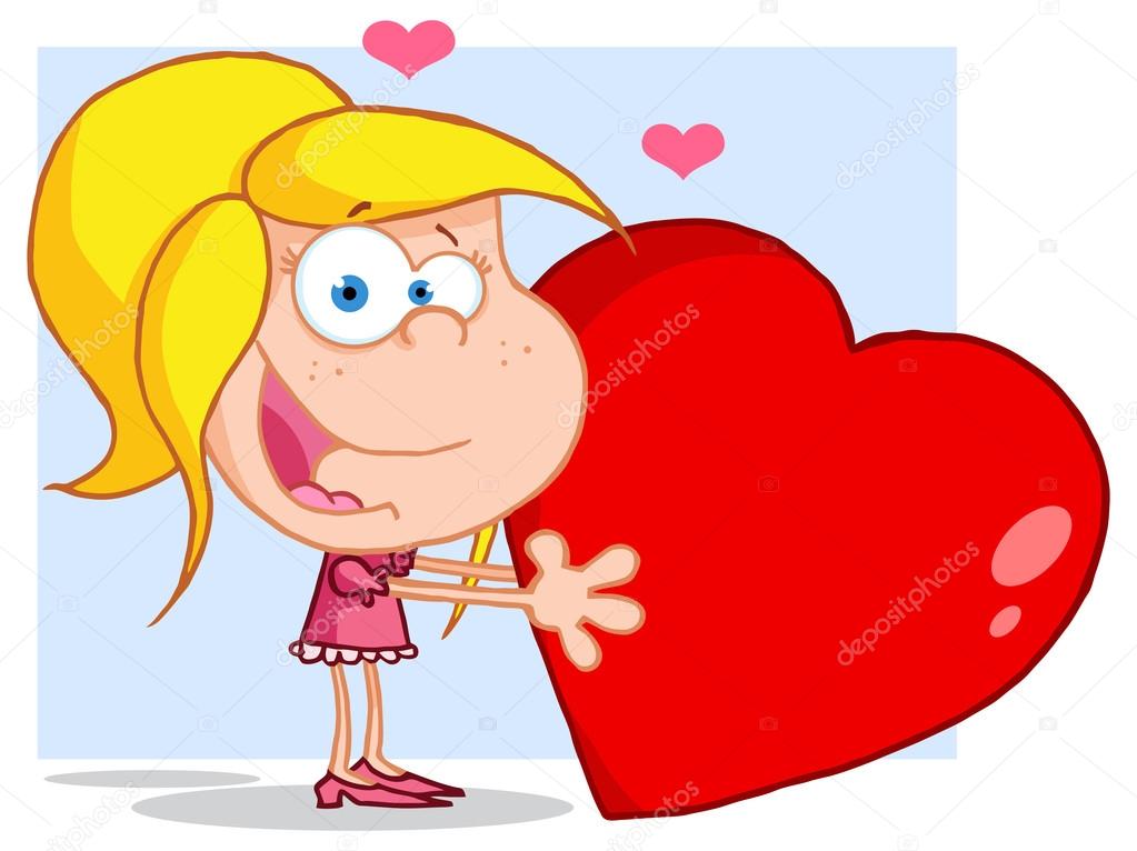 Cartoon Girl with Heart — Stock Vector © HitToon #61062965