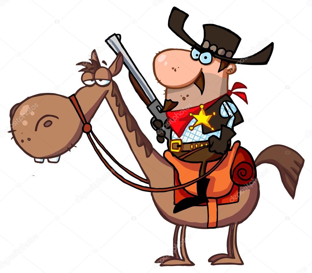 cartoon sheriff with Pistol