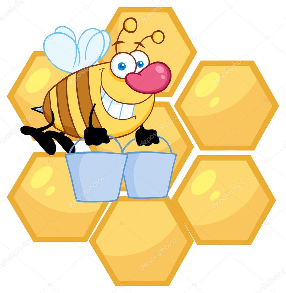 Bee Flying With Buckets