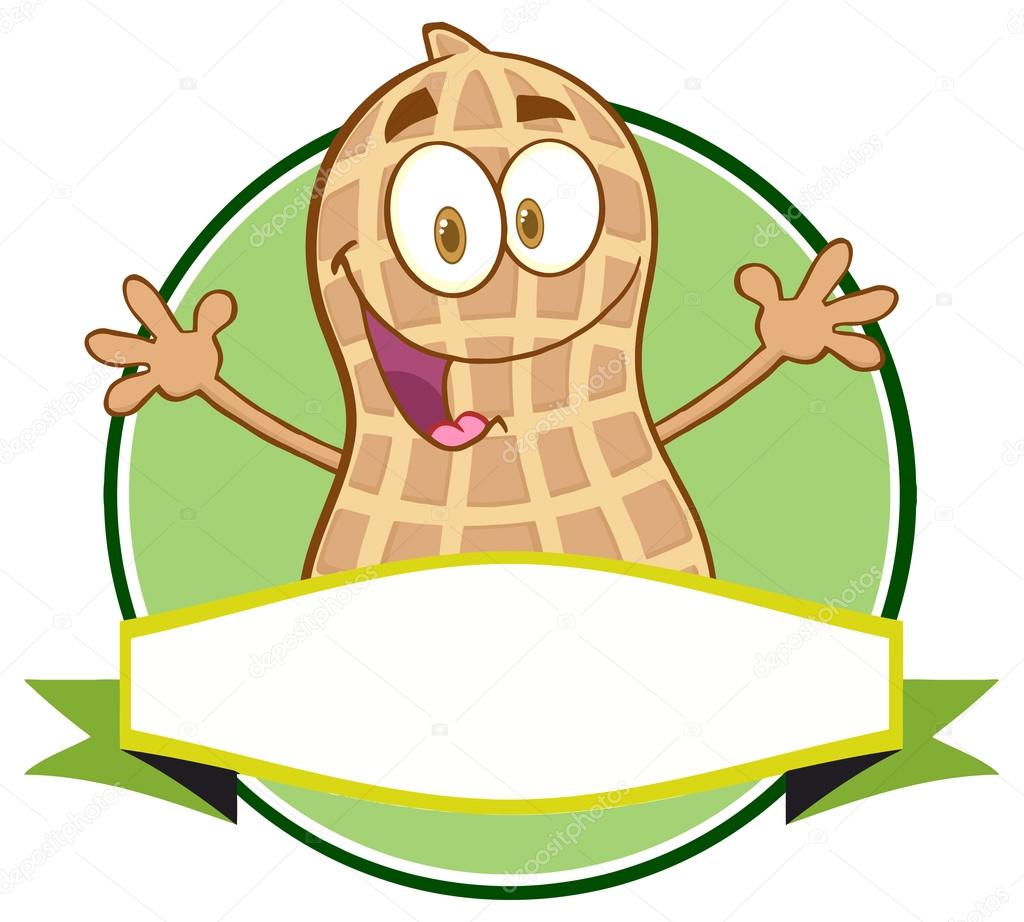 Cartoon Peanut Character Logo  isolated on white background