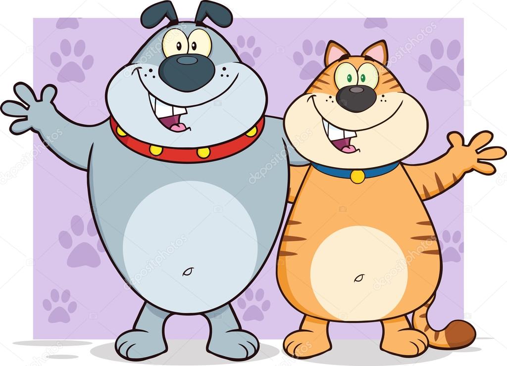Dog And Cat Cartoon Characters — Stock Vector © HitToon 61065137