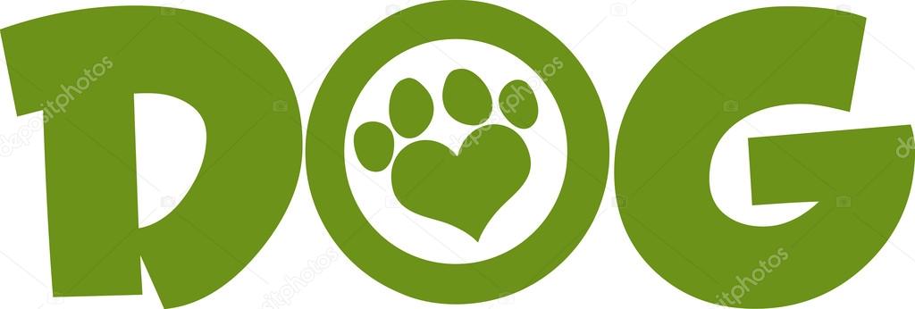 Dog Green Text With Paw Print