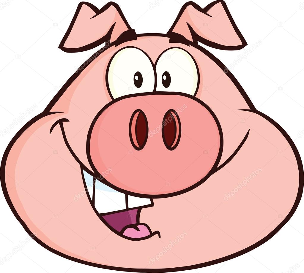 Pig Head Cartoon Mascot Character.