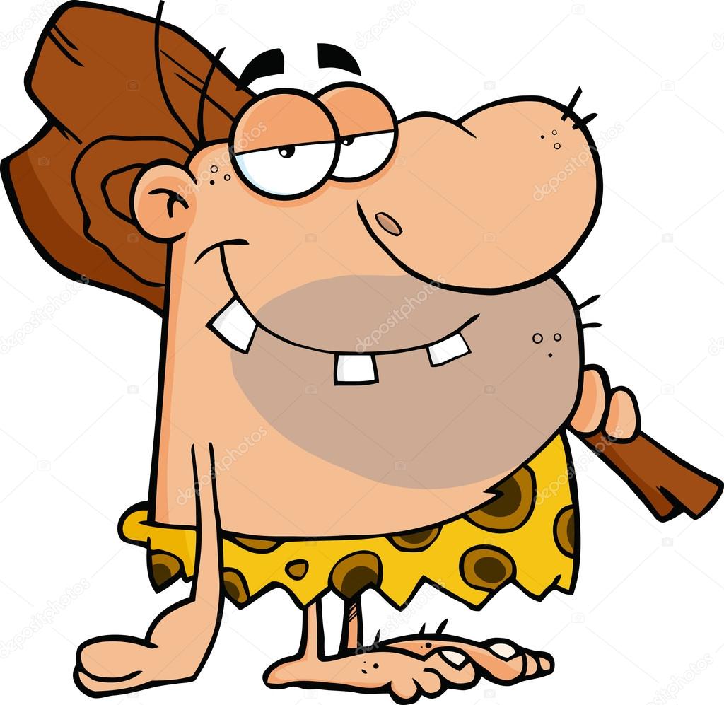 Caveman Cartoon Character With Club.