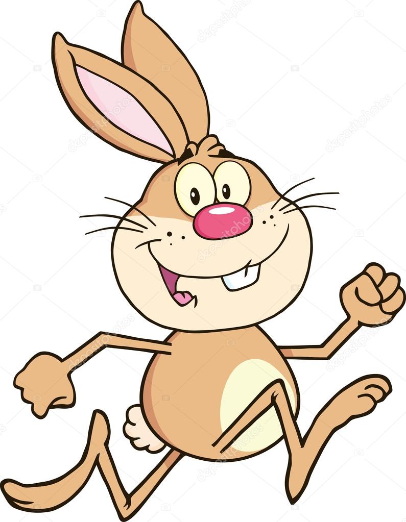 Rabbit Cartoon Character Running.