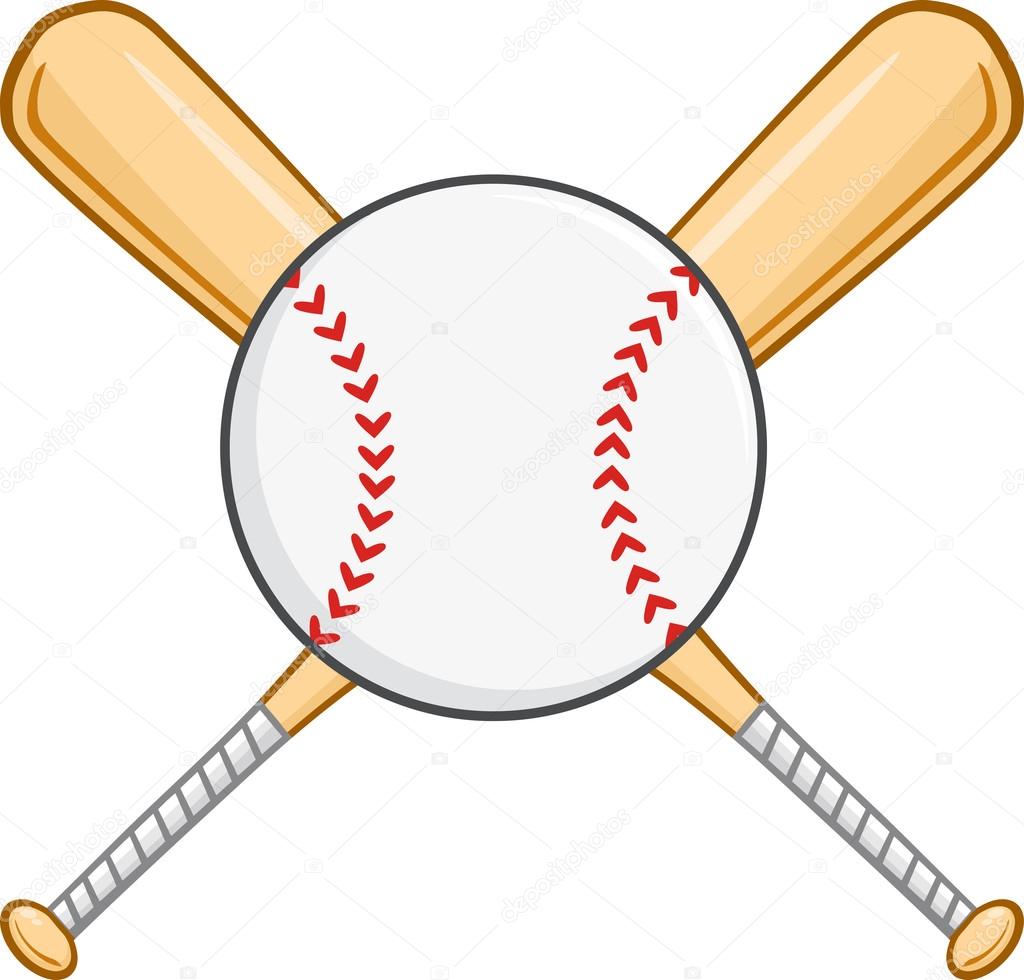Crossed Baseball Bats And Ball.