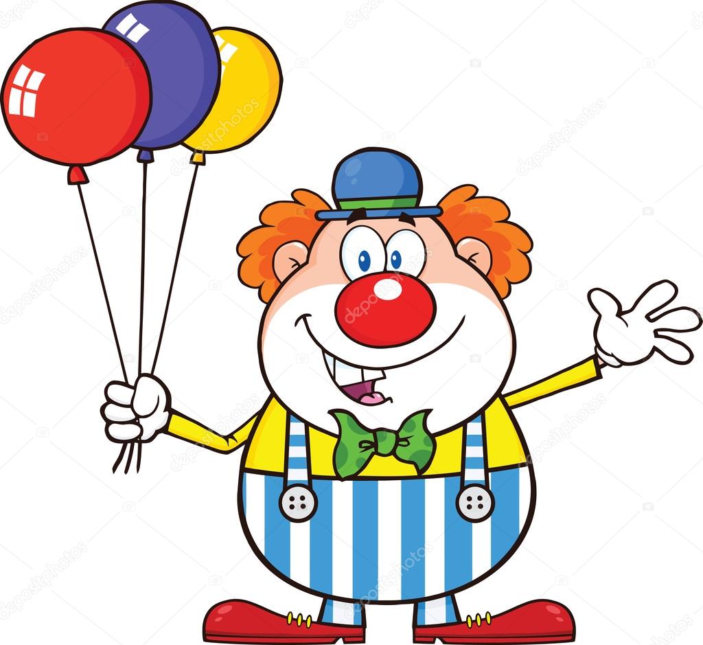 Clown Cartoon Character With Balloons