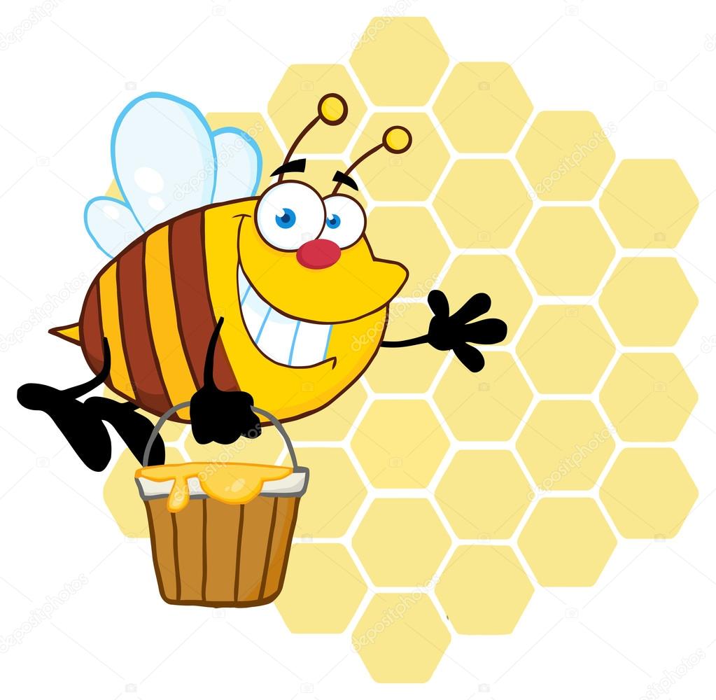 Smiling Bee Flying