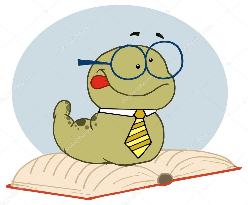 cartoon caterpillar with Book