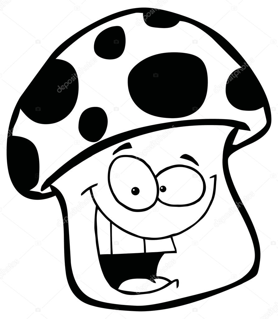 Cartoon Smiling Mushroom