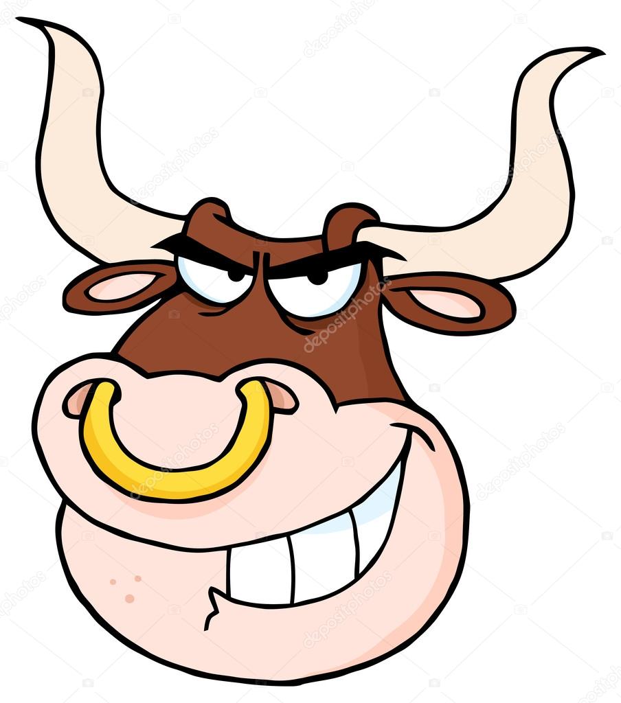 Angry Bull Head Cartoon Mascot