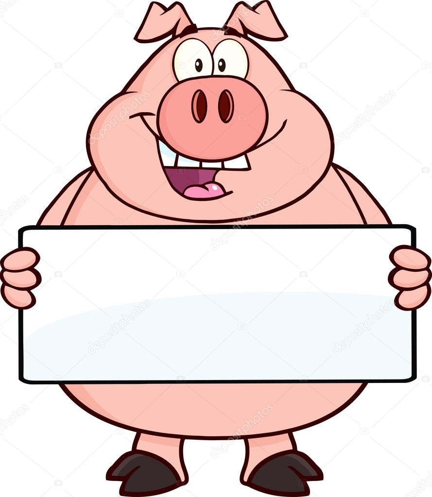 Pig Holding A Banner.