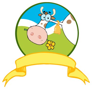 Çizgi film Logo maskot - çiftlik inek
