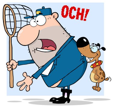 köpek bir köpek yakalayıcısı ısırma