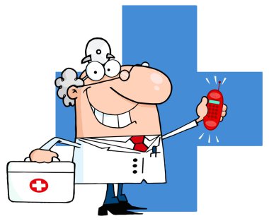 Erkek doktor telefon ile