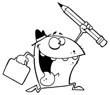 kalem ve evrak çantası ile canavar