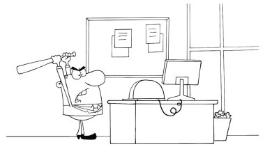 sopa ile kızgın işadamı