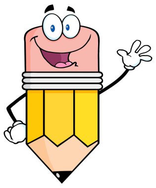 Mutlu kalem karakter sallayarak