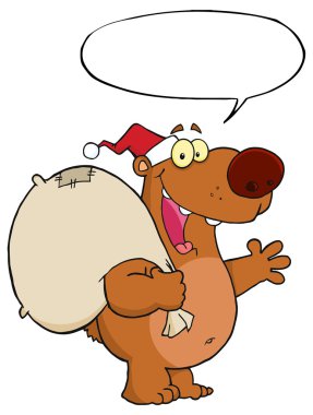 Noel karikatür ayı ile hediye