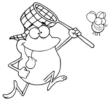 Seviyelendirilmiş kurbağa sinek kovalıyor