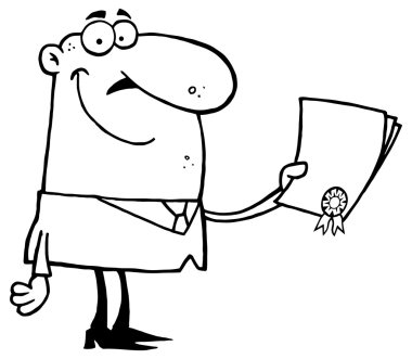 sertifika ile karikatür işadamı