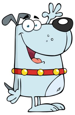 Dog Cartoon Character Waving clipart