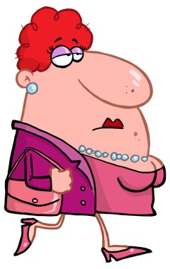 çizgi film çantalı kadının