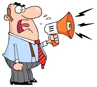 Hoparlörü ile kızgın işadamı