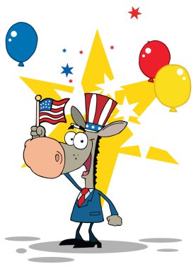 çizgi film eşek Amerikan bayrağı ile