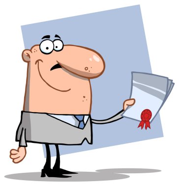 sertifika ile karikatür işadamı