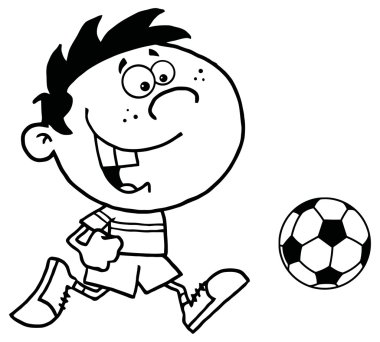çizgi film çocuk ve futbol topu