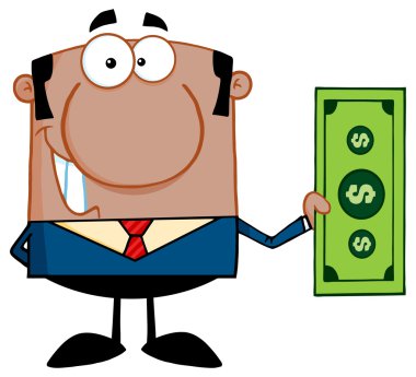 Bir dolarlık banknot ile işadamı