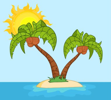 İki Palm ile karikatür ada