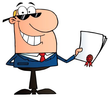 sertifika ile karikatür işadamı