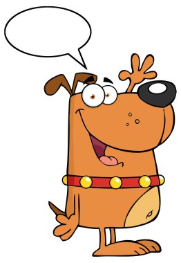 Mutlu köpek karakteri sallayarak