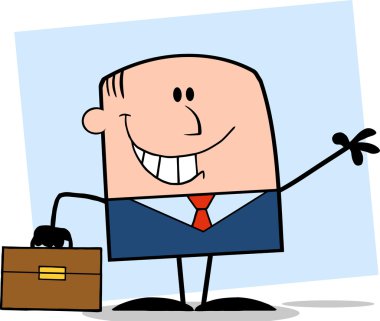İşadamı karikatür karakter sallayarak