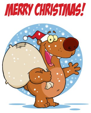 Noel karikatür ayı ile hediye