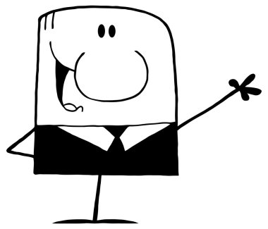 Gülümseyen iş adamı çizgi film karakteri