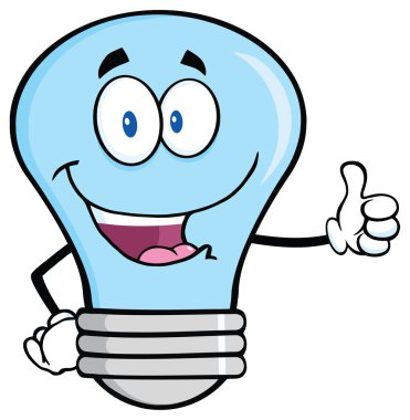 Başparmak ile mavi ampul.