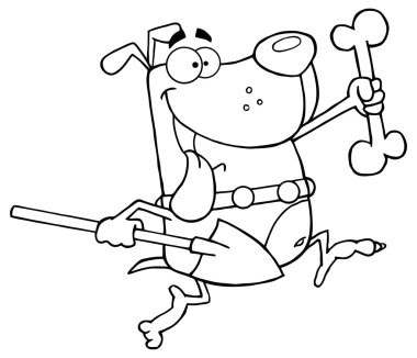 Bir kemik ve kürek ile köpek