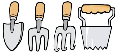 İşlenmiş bahçecilik aletleri kolaj