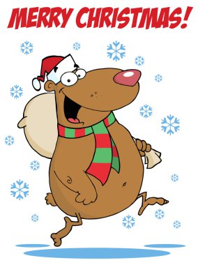 Ayı ile neşeli Noel kartı