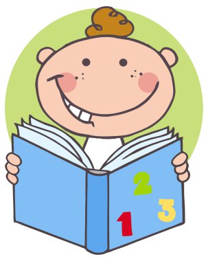 Çocuk kitap okuyor.