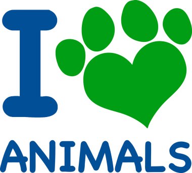I Love Animals kalp pençe ile