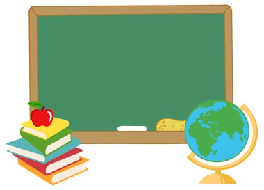 Kitap, apple ve dünya ile yazı tahtası