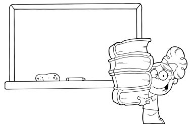 kitap yığını ile kız