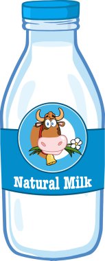 Milk Bottle With Cartoon Label clipart